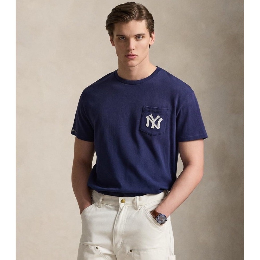 Polo Ralph Lauren x New York NY Yankees Men's XL Cotton Pocket T-Shirt Navy Blue